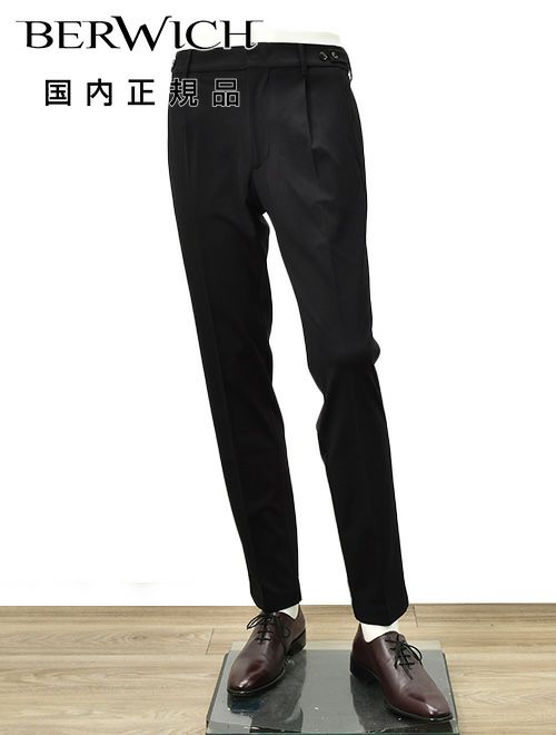 ベルウィッチ　イージースラックス　ベルト　BERTO　ストレッチジャージー　ブラック　黒