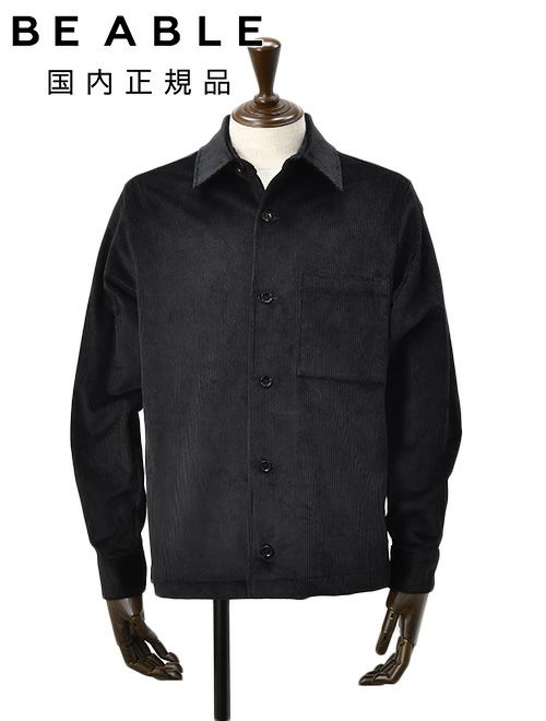 ビーエイブル　シャツアウター　シャツブルゾン　LEROY　リロイ　ストレッチコーデュロイ　ブラック