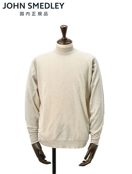 ジョンスメドレー　モックネックニット　ハイゲージセーター　KILDAY　ライトベージュ　メリノウール　長袖