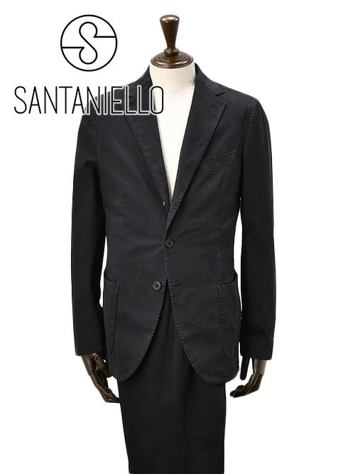 サンタ二エッロ　シングルスーツ　セットアップ　ストレッチコットンツイル　ブラック　黒　シングルジャケット