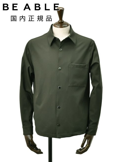 ビーエイブル　シャツアウター　シャツブルゾン　LEROY　リロイ　ストレッチナイロン　ダークオリーブ