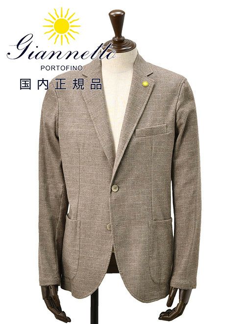 ジャンネット　シャツジャケット　コラッロシリーズ　CORALLO　コットンフランネル　グレンチェック　ブラウン