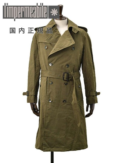 リンペルメアビレ　トレンチコート　ロング丈アウター　VOSCO　ピーチコットン　PEACH COT　カーキ