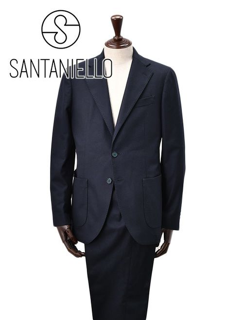 サンタ二エッロ　シングルスーツ　セットアップ　ウールナイロンカシミア　ストレッチ　ネイビー　紺