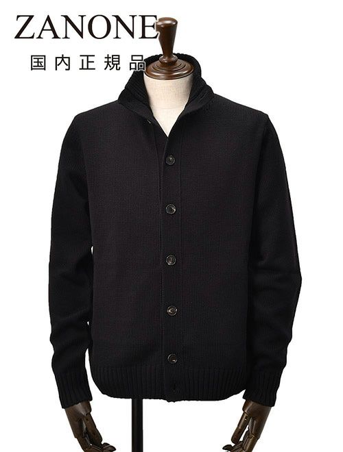 ザノーネ　ニットカーディガン　キョート　CHIOTO　黒　ブラック　メリノウール