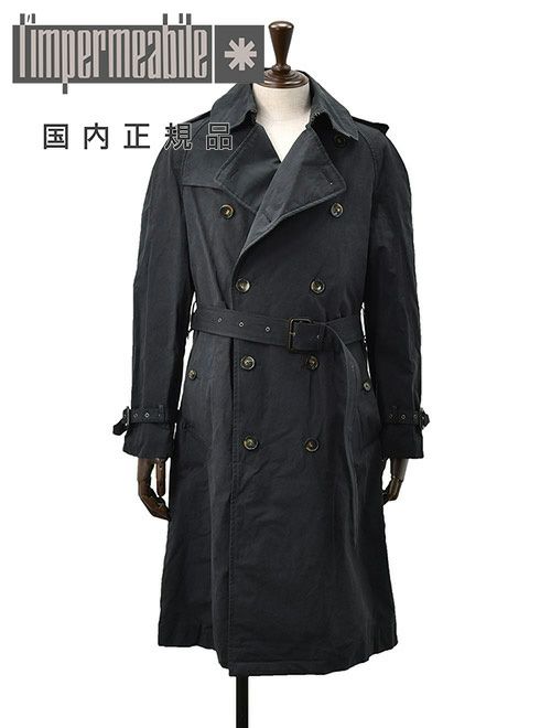 リンペルメアビレ　トレンチコート　ロング丈アウター　ピーチコットン　VOSCO　ダークネイビー　濃紺
