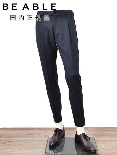ビーエイブル　テーパードスラックス　イージーパンツ　RICCARDO　リカルド　ウォッシャブルウール生地　ネイビー