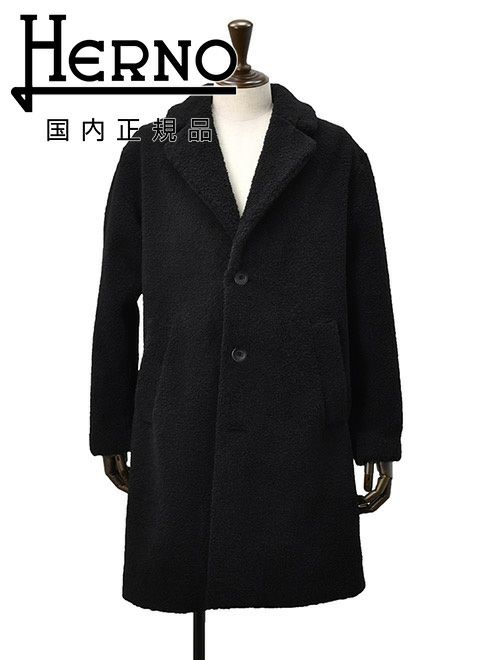 ヘルノ　ボアチェスターコート　エコファーアウター　CA000206U　シングル　ブラック　黒