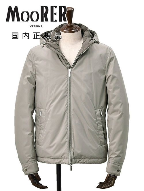 ムーレー　ダウンブルゾン　フーテッドアウター　アルビニ　ALBINI-STP　グレージュ　アクアライン
