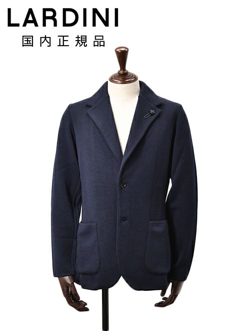 ラルディーニ　ニットジャケット　シングルフロント　ウール100%　カーディガン　ネイビー　紺