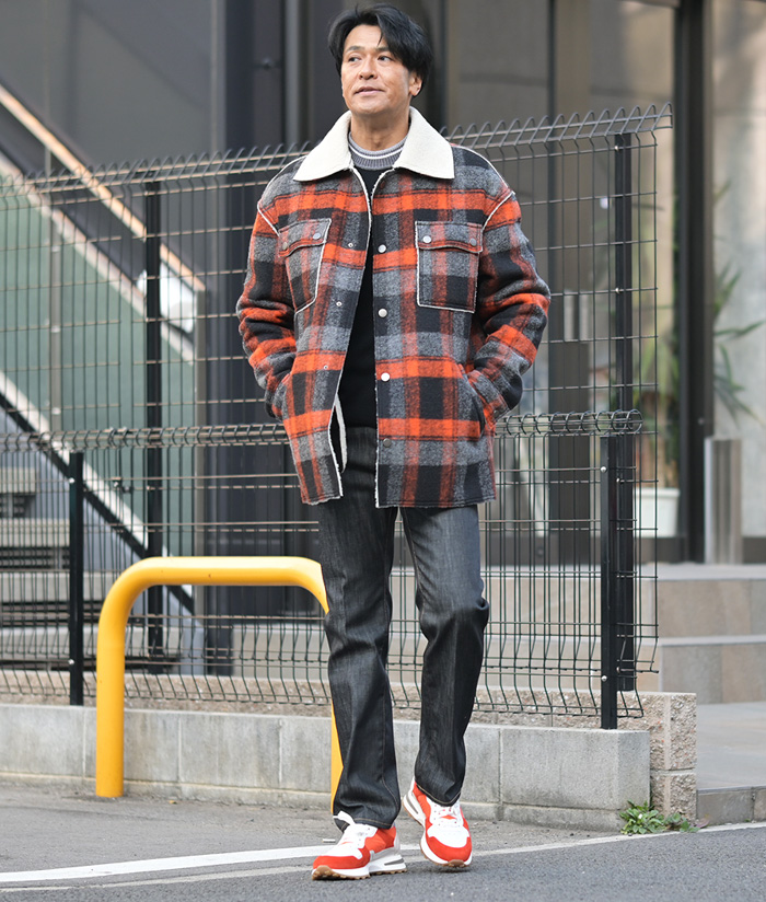 休日に差がつく、40代50代チェックブルゾン
