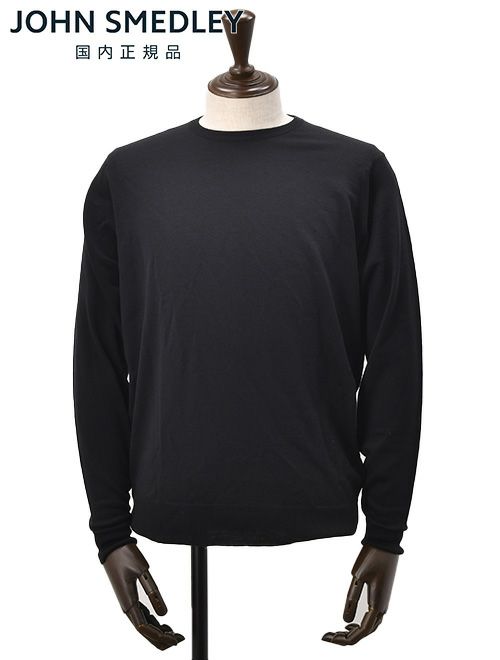 ジョンスメドレー　クルーネックニット　SCANLAN　スキャラン　ハイゲージセーター　ブラック　黒