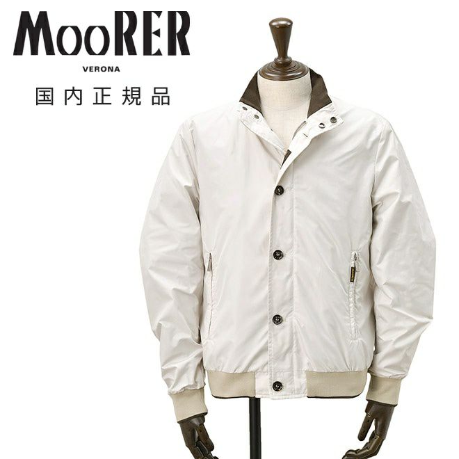 ムーレー　ボンバージャケット　ミリタリーブルゾン　アイボリー　フリント二重開閉　レギュラーフィット　ポリエステル