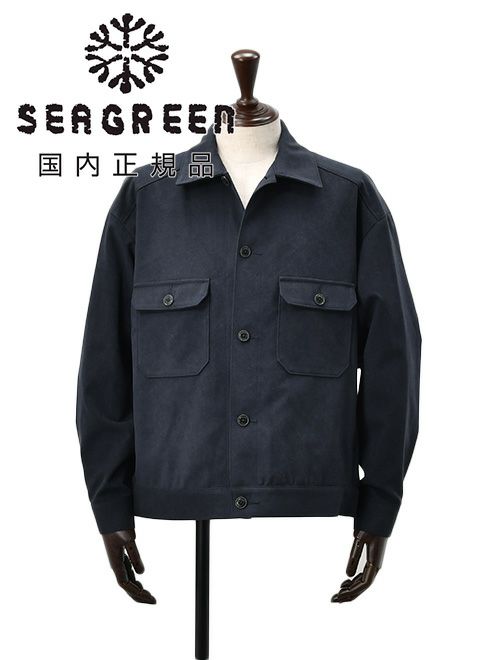 シーグリーン　トラッカージャケット　ミリタリーブルゾン　ECO SUEDE TRACKER JACKET　エコスエード　リサイクルポリエステル　ネイビー