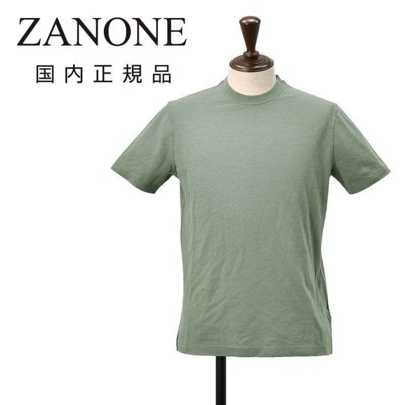 ザノーネ　半袖Tシャツ　クルーネックカットソー　アイスコットン　ice cotton　オリーブグリーン　スリムフィット
