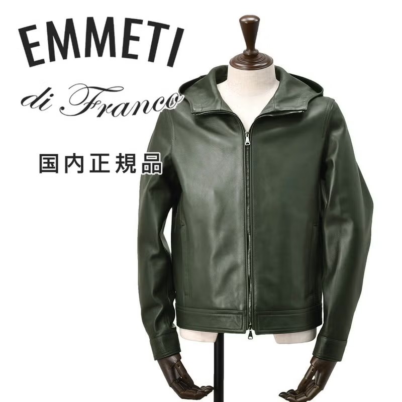 エンメティ　フーディーレザージャケット　レザーブルゾン　JURI HOODIE　ユリフーディー　ラムスキンレザー　ナッパチェラータ