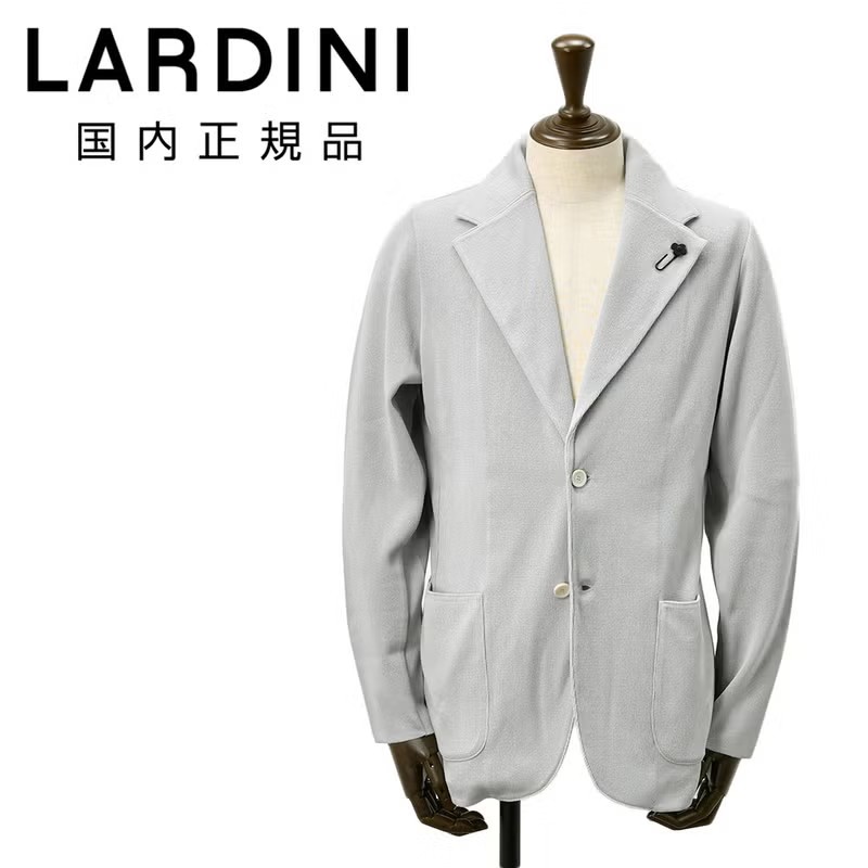 ラルディーニ　ニットジャケット　シングルフロント　CNCJLJM56　コットン100%　ライトグレー　カーディガン