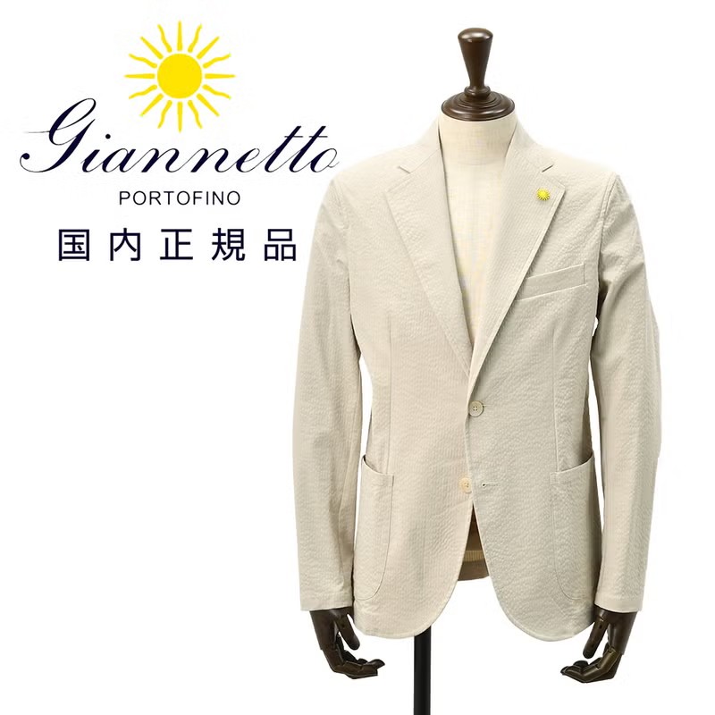 ジャンネット　シャツジャケット　シングルジャケット　CORALLO　コラッロシリーズ　シアサッカー生地　ライトグレー