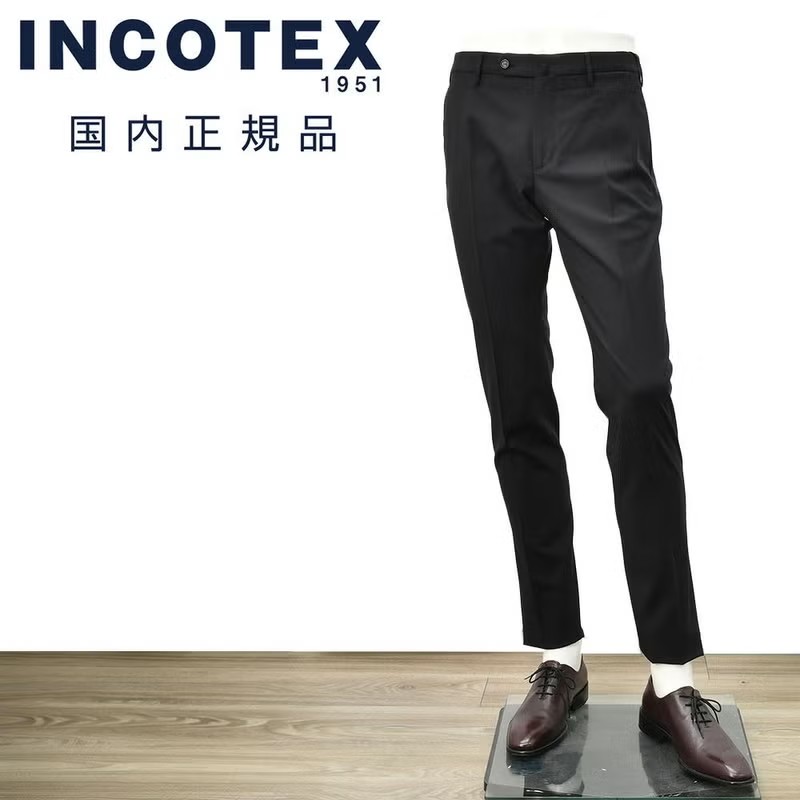インコテックス　テーパードパンツ　テクノウール　ブラック　黒　ホームウォッシャブル　防シワ&撥水性