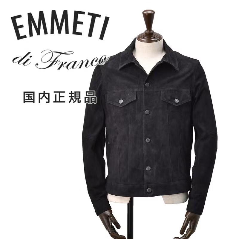 エンメティ　レザーブルゾン　トラッカージャケット　JACK　ジャック　スペシャルラムスキンスエード　ブラック