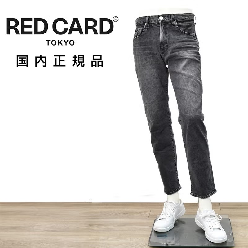 レッドカード トーキョー　ストレッチデニムパンツ　スリムストレートジーンズ　バスモデル　Bass　カイハラデニム　ヴィンテージ加工