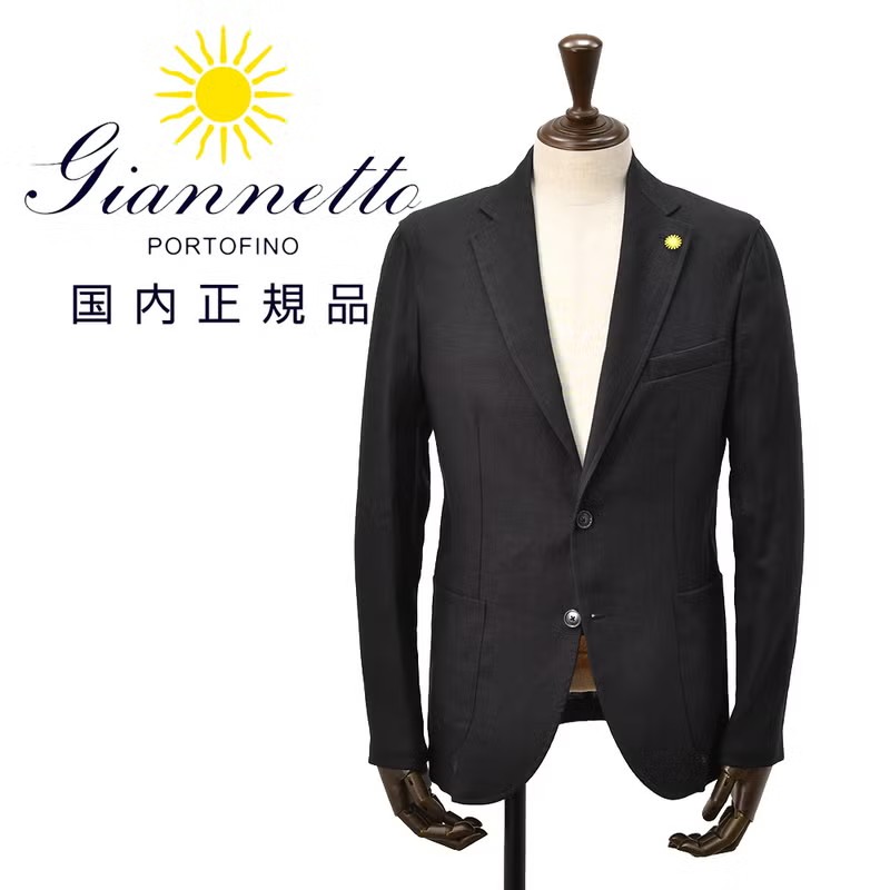 ジャンネット　シャツジャケット　シングルジャケット　CORALLO　コラッロシリーズ　ブラック　リネン