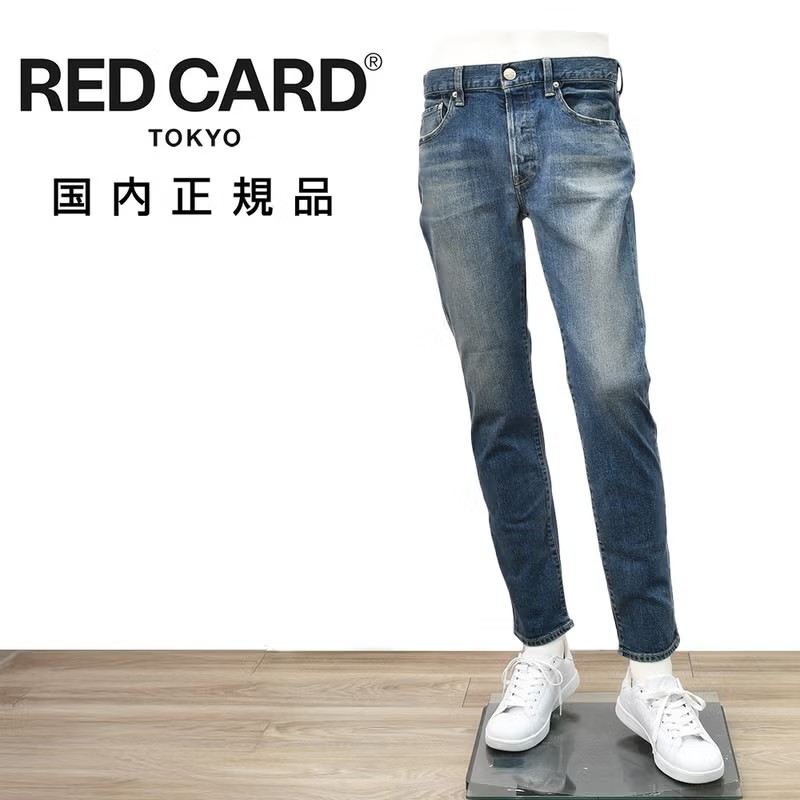 レッドカード トーキョー　ストレッチデニムパンツ　スリムテーパードジーンズ　リズムプラス　Rhythm +　ヴィンテージミッドブルー　カイハラデニム