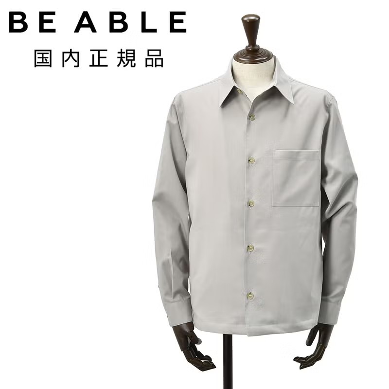 ビーエイブル　シャツアウター　シャツブルゾン　LEROY　リロイ　テクノウール　ライトグレー