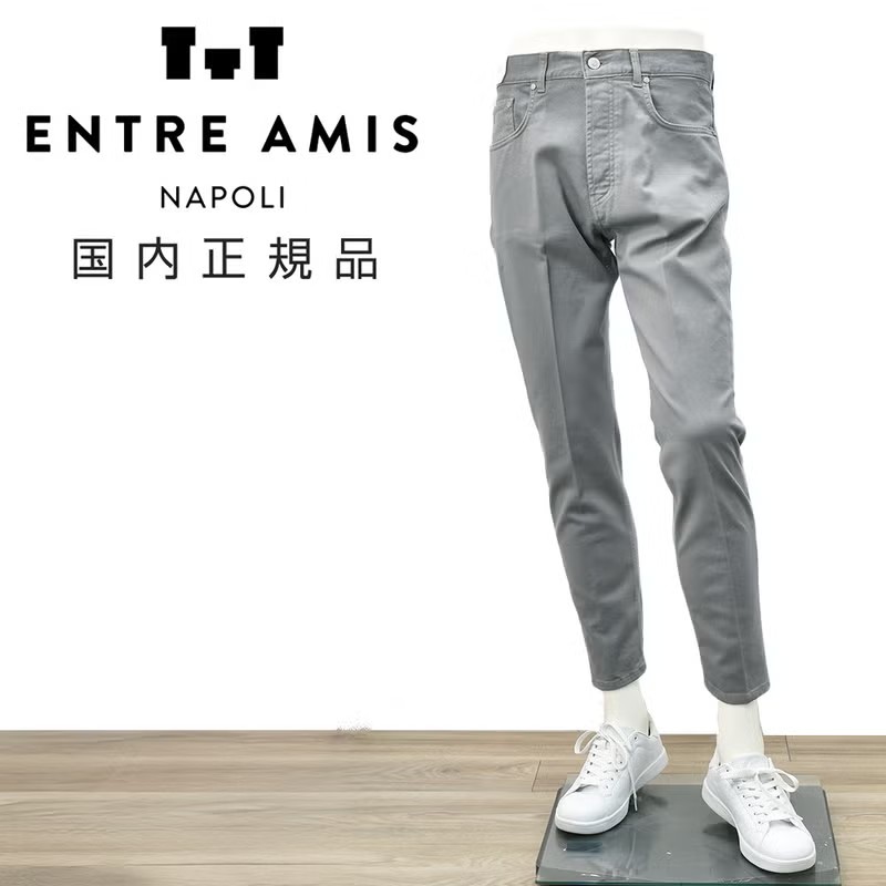 アントレアミ　デニムパンツ　５ポケットパンツ　CHRISモデル　コットンツイル　ミディアムグレー　レギュラーテーパードフィット