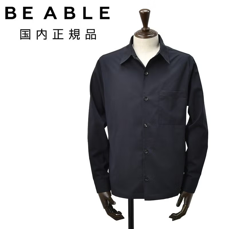 ビーエイブル　シャツアウター　シャツブルゾン　LEROY　リロイ　テクノウール　ダークネイビー