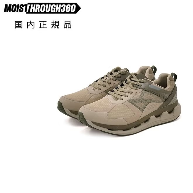 モイスルー360　防水スニーカー　ヴェンティリス　リサイクルメッシュ　VENTIRIS　ベージュ　レースアップシューズ
