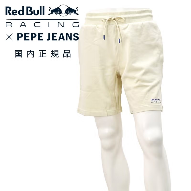 ぺぺジーンズ×レッドブル レーシング　ハーフパンツ　イージーショーツ　スウェット生地　アイボリー　ゴムウエスト　ドローコード