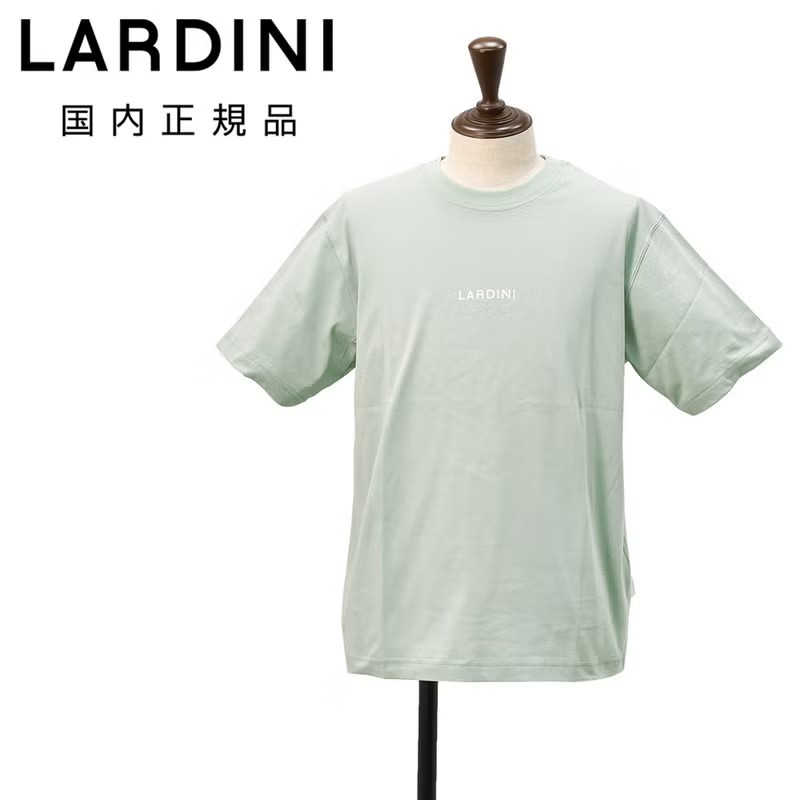 ラルディーニ　半袖Tシャツ　クルーネックカットソー　コットンジャージー　ライトオリーブ　ミントグリーン　ブランドロゴ