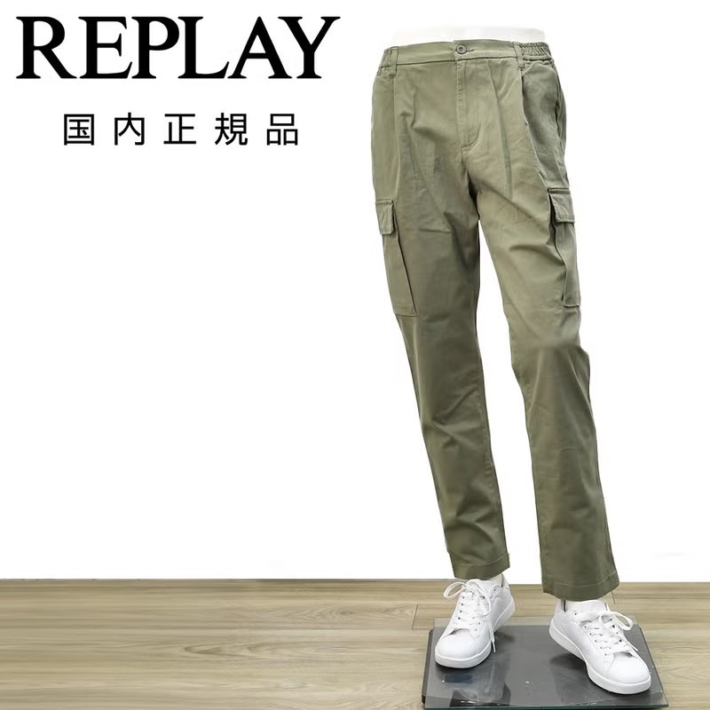 リプレイ　カーゴパンツ　テーパードパンツ　アダーンモデル　ADHANN　ストレッチコットンツイル　オリーブ
