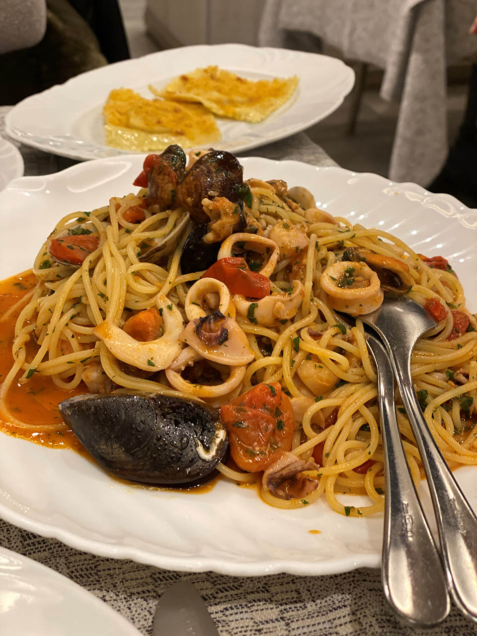 どこでパスタを食べても美味しいです！イタリアの魚介系パスタが大好きです