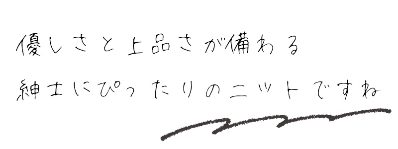 優しさと上品さが備わる紳士にぴったりのニットですね