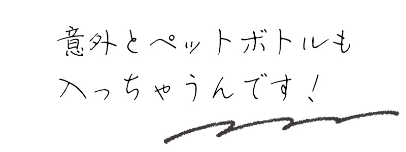 意外とペットボトルも入っちゃうんです！