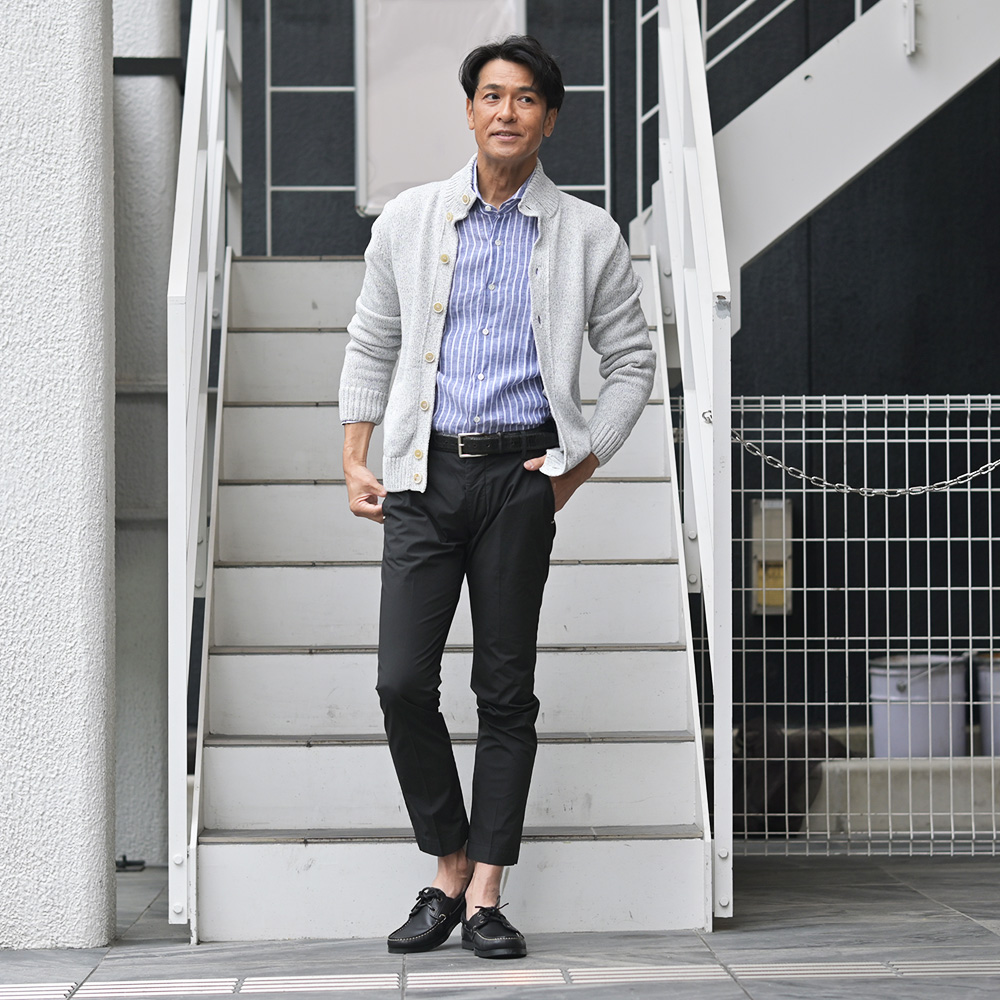 ZANONE（ザノーネ）CHIOTO（キョート）ソフトコットン ニットカーディガン　モデル着用スナップ