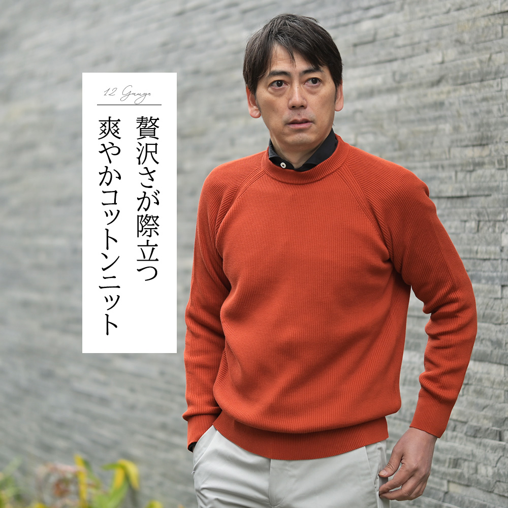 フィリッポ デ ローレンティス（FILIPPO DE LAURENTIIS）モデルコーディネート画像　贅沢さが際立つ爽やかコットンニット