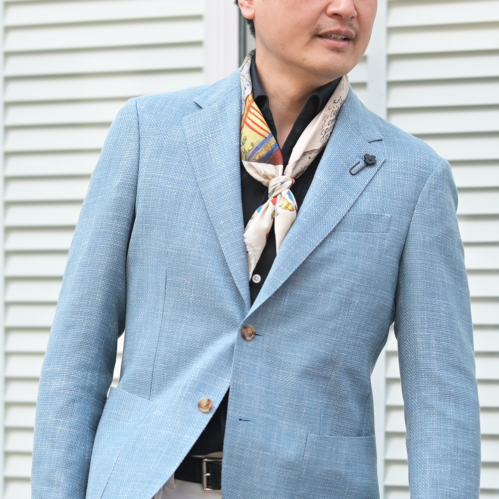 ラルディーニ（LARDINI）ROMA ウールシルクテーラードジャケット　ジャケット着用アップ画像